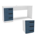 Ver imagem 2 de Conjunto Escritório Escrivaninha e Mesa Auxiliar 3 Gavetas 40cm Lisboa Politorno Móveis