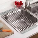 Ver imagem 2 de Escorredor de Pia Dobravel Portatil Aço Inox Tamanho:47x30 G [f102]