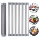 Ver imagem 1 de Escorredor de Pia Dobravel Portatil Aço Inox Tamanho:47x30 G [f102]