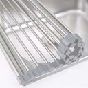 Ver imagem 3 de Escorredor de Pia Dobravel Portatil Aço Inox Tamanho:47x30 G [f102]