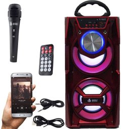Caixa Som Portátil Bluetooth Mp3 Fm USB SD Aux Microfone Bateria 12W Rms Infokit - Cs-M867Bt Vermelh - 1