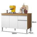 Ver imagem 2 de Balcão de Cozinha Tatiane com Tampo 120cm Amêndoa Branco - Ajl