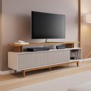 Ver imagem 2 de Rack para Tv até 75 Nt1385 Ripado Off White-freijó Notável Móveis Off White-freijó