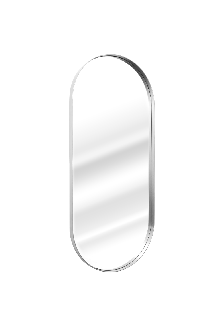 Espelho Oval com Moldura em Metal 115 x 50 cm - Cores - Prata