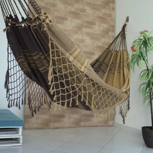 Rede de Dormir Casal Pernambucana Caramelo com Marrom