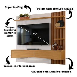 Painel para Tv até 65 Polegadas Europa Lukaliam:off Whte / Tauari - 5