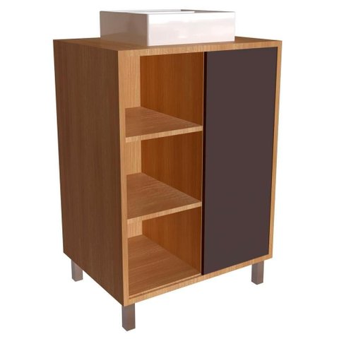 Gabinete 1 Porta Correr 60 Cm Cuba Branca Bl7250 Mell Grafite Faem Mell Grafite