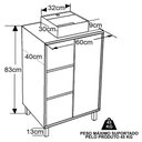 Ver imagem 6 de Gabinete 1 Porta Correr 60 Cm Cuba Branca Bl7250 Mell Grafite Faem Mell Grafite