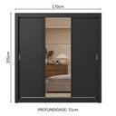 Ver imagem 3 de Guarda-roupa Casal 3 Portas de Correr com Espelho 2 Gavetas Preto Sublime Madesa Preto