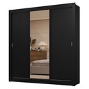 Ver imagem 4 de Guarda-roupa Casal 3 Portas de Correr com Espelho 2 Gavetas Preto Sublime Madesa Preto