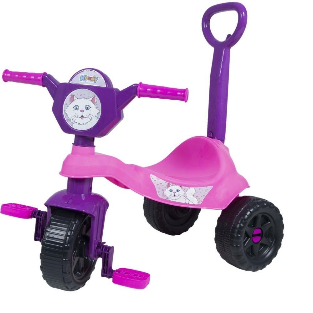 Triciclo Motoca Kemotoca Kendy - Suporta 25kg - C/ Empurrador