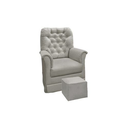 Poltrona Balanço de Amamentação com Puff Reto Maternidade Agatha Suede Cinza - Phoenix Baby