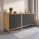 Ver imagem 1 de Balcões de Cozinha 100% MDF 3 Portas Basculantes 4 Gavetas e Tampos 200cm Vicenza Espresso Móveis Cinza/Amêndoa/Chumbo