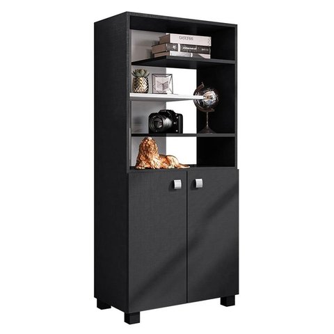 Armário Luna 2 Portas Preto/Branco - Móveis Leão