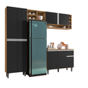 Ver imagem 2 de Armário de Cozinha Florença Branco 5 Portas e Nichos Moderno:Amêndoa/Preto