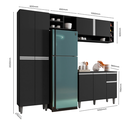 Ver imagem 4 de Armário de Cozinha Florença Branco 5 Portas e Nichos Moderno:Amêndoa/Preto