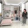 Quarto de Canto Solteiro com Guarda Roupas Cabeceira e Mesa de Cabeceira Alpes Branco/Rosa Luciane M - 2