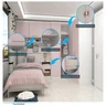 Quarto de Canto Solteiro com Guarda Roupas Cabeceira e Mesa de Cabeceira Alpes Branco/Rosa Luciane M - 4