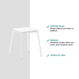 Conjunto 4 Banquetas Napa Branca Carraro - 3