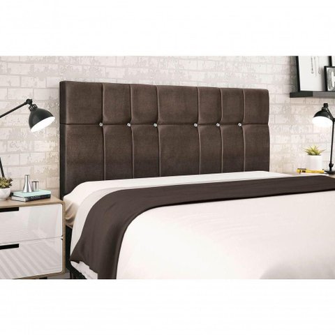Cabeceira Casal King Opala Madeira Maciça Suede Marrom Jbe Móveis