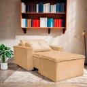 Ver imagem 2 de Poltrona Cama com Puff para Sala Confortavél Moderna Suede
