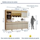 Ver imagem 4 de Cozinha Completa Modulada 5 Peças 8 Portas 4 Gavetas Torre Angular 100% MDF Realeza Premium Bege/Carvalho/Greige