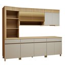 Ver imagem 3 de Cozinha Completa Modulada 5 Peças 8 Portas 4 Gavetas Torre Angular 100% MDF Realeza Premium Bege/Carvalho/Greige