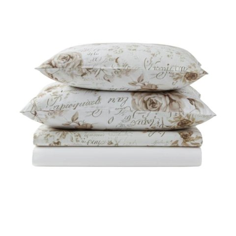 Jogo de Lençol Bella Casal 4 Peças Percal 200 Fios Estampado Floral - Rosas Vintage - 100% Polié