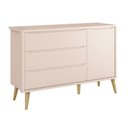 Ver imagem 4 de Jogo de Quarto Infantil Theo Guarda Roupa 3 Portas e Cômoda Rosa Fosco com Pés Madeira Natural - Rel