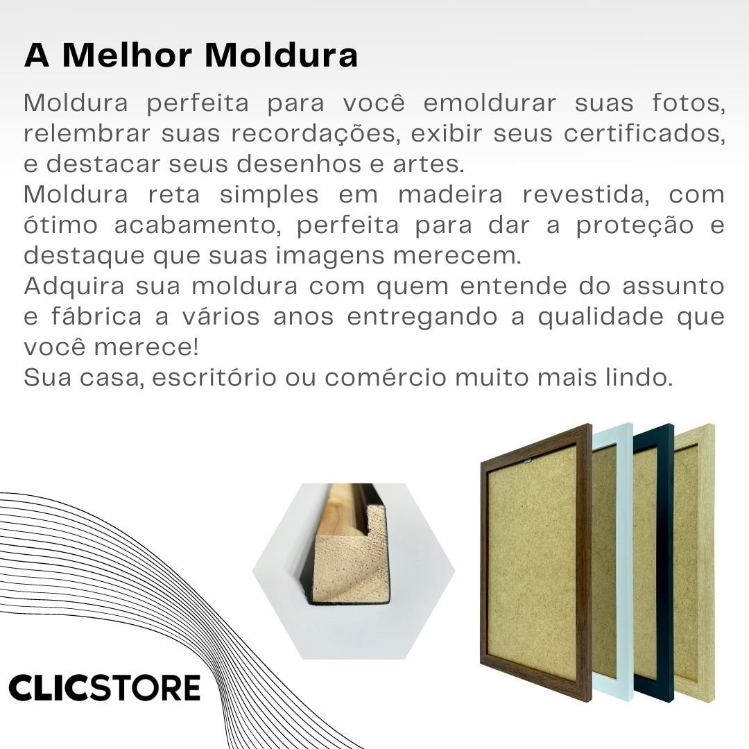 Moldura A2 42x60cm com Vidro e Fundo para Quadros Diplomas Certificados Fotos:preto - 5