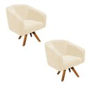 Ver imagem 2 de Poltrona Decorativa Kit 2 Stella Base de Madeira Giratória Mm30 Sintético Pu D03 - D’Rossi