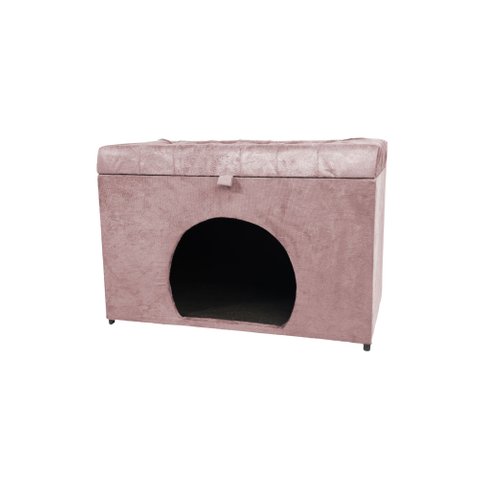 Puff Pet Baú Estofado para Cachorro e Gato - Rose Claro