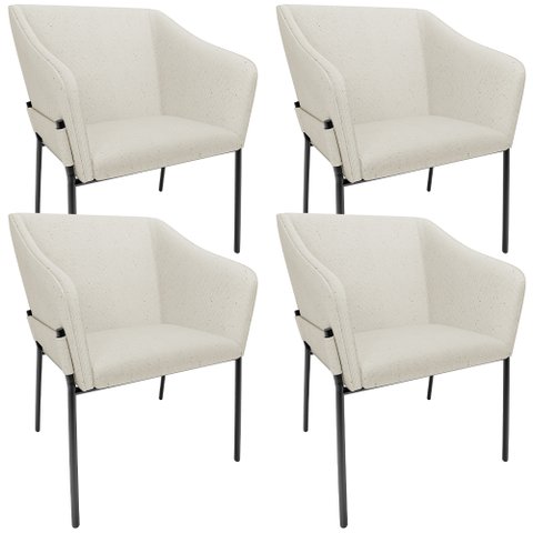 Kit 4 Cadeiras para Sala de Jantar Estar Living Olívia L02 Linho Champagne - Lyam Decor