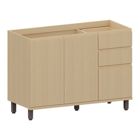 Balcão de Cozinha para Pia 100% MDF 3 Portas e 2 Gavetas sem Tampo 120cm  Aura Luciane Móveis