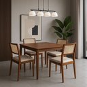 Ver imagem 1 de Kit 4 Cadeiras de Jantar Isa Estofada em Madeira Maciça Bz:bege/marrom/couro Sintético