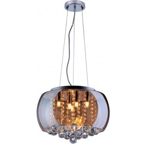 Pendente/Plafon em Vidro e Cristal Attractive Âmbar 50cm G9 - Lustre Design Moderno Sala/Quarto