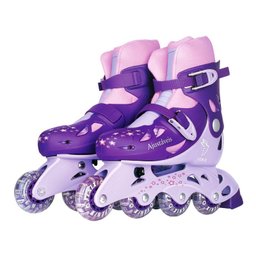 Patins In-line Roxo Ajustável 34 ao 37 Kit Proteção - 1 Patins In-line Roxo Ajustável 34 ao 37 Kit Proteção - 1