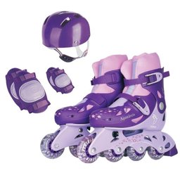 Patins In-line Roxo Ajustável 34 ao 37 Kit Proteção - 2 Patins In-line Roxo Ajustável 34 ao 37 Kit Proteção - 2