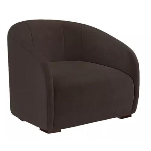 Poltrona Decorativa Estofada Recepção Julia Suede Marrom - Lm Decor