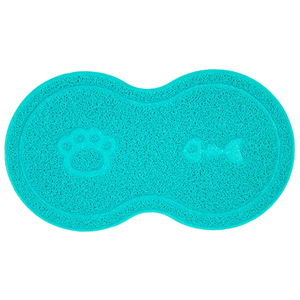 Tapete Pet Comedouro Vinílico Gato 46x26cm Turquesa Uzoo