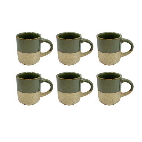 Conjunto 6 Xícaras de Café em Cerâmica Verde 100ml Es0004 Btc