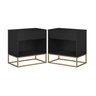 2 Mesas de Cabeceira Moderna Preto 1 Gaveta Nicho para Quarto Estilo Industrial Base Ferro Dourado - 2