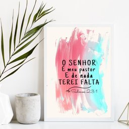 Quadro o Senhor É Meu Pastor e de Nada Terei Falta 24x18cm:madeira Preta - 1