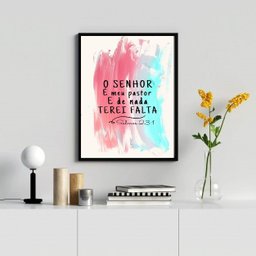 Quadro o Senhor É Meu Pastor e de Nada Terei Falta 24x18cm:madeira Preta - 2