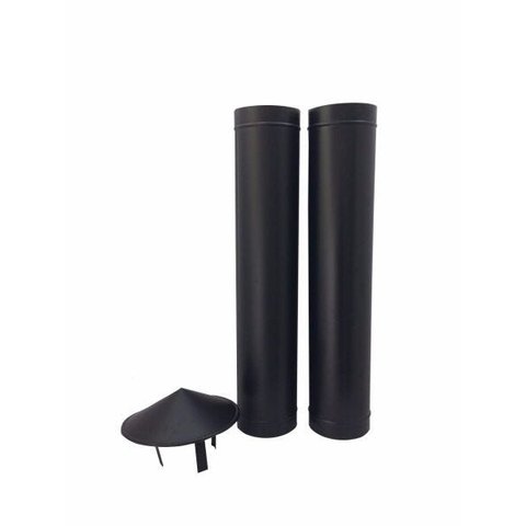 Kit 1,20 m de duto preto de 130 mm de diâmetro com chapéu chinês