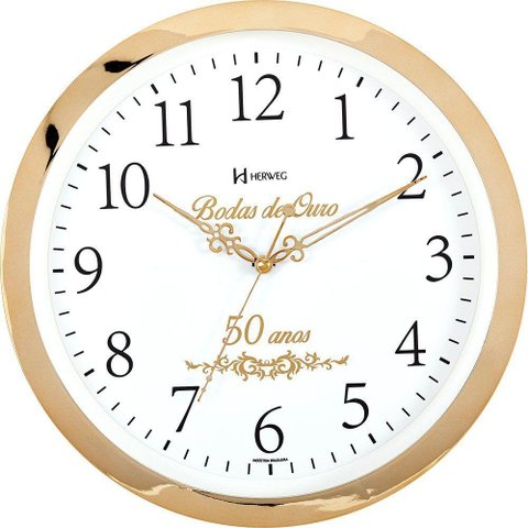 Relógio de Parede Bodas de Ouro 35 Cm Musical 6815-029