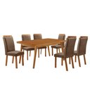 Ver imagem 4 de Conjunto de Jantar Copper 6 Lugares Tampo MDF Cadeiras Lorena Veludo Creme 180cm Moderna
