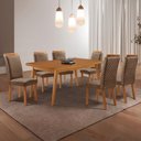 Ver imagem 1 de Conjunto de Jantar Copper 6 Lugares Tampo MDF Cadeiras Lorena Veludo Creme 180cm Moderna