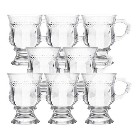Jogo 8 Caneca de Café 117ml Hanover Vidro Cristalino Transparente Xícara em Casa Tem