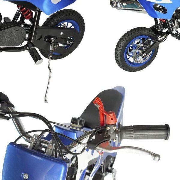 Mini Moto Criança Infantil Cross 49cc 2tempo Gasolina Azul em